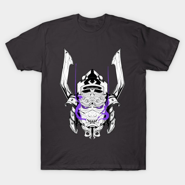 Galactus Oni Samurai - BW T-Shirt by AlternateRealiTEE